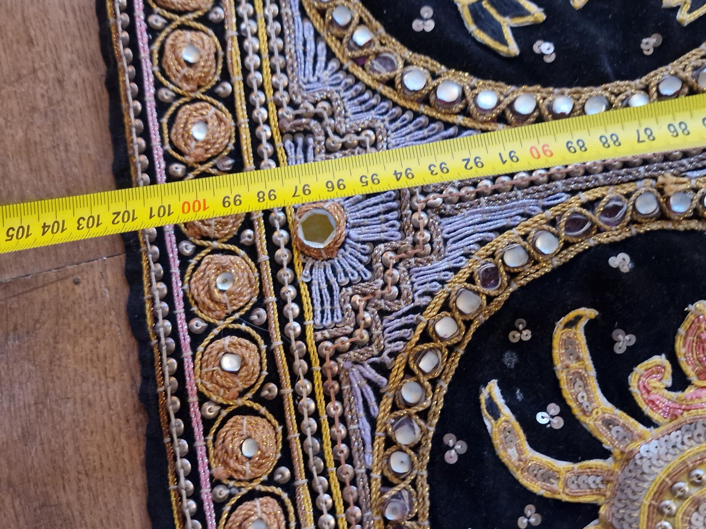 Vintage Kalaga Tapestry, Burmese Embroidered Zodiac Wall Hanging