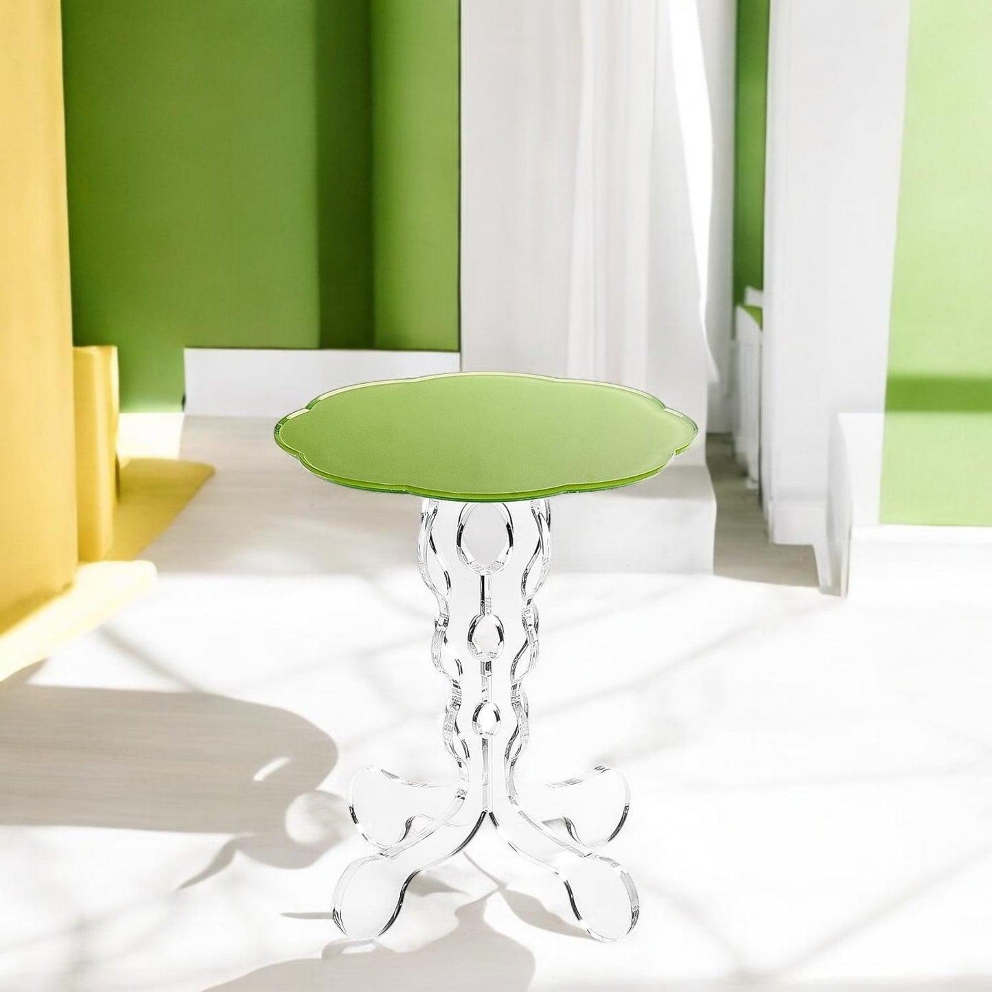 Vintage Italian Green Plexiglass Side Table, Modern Design