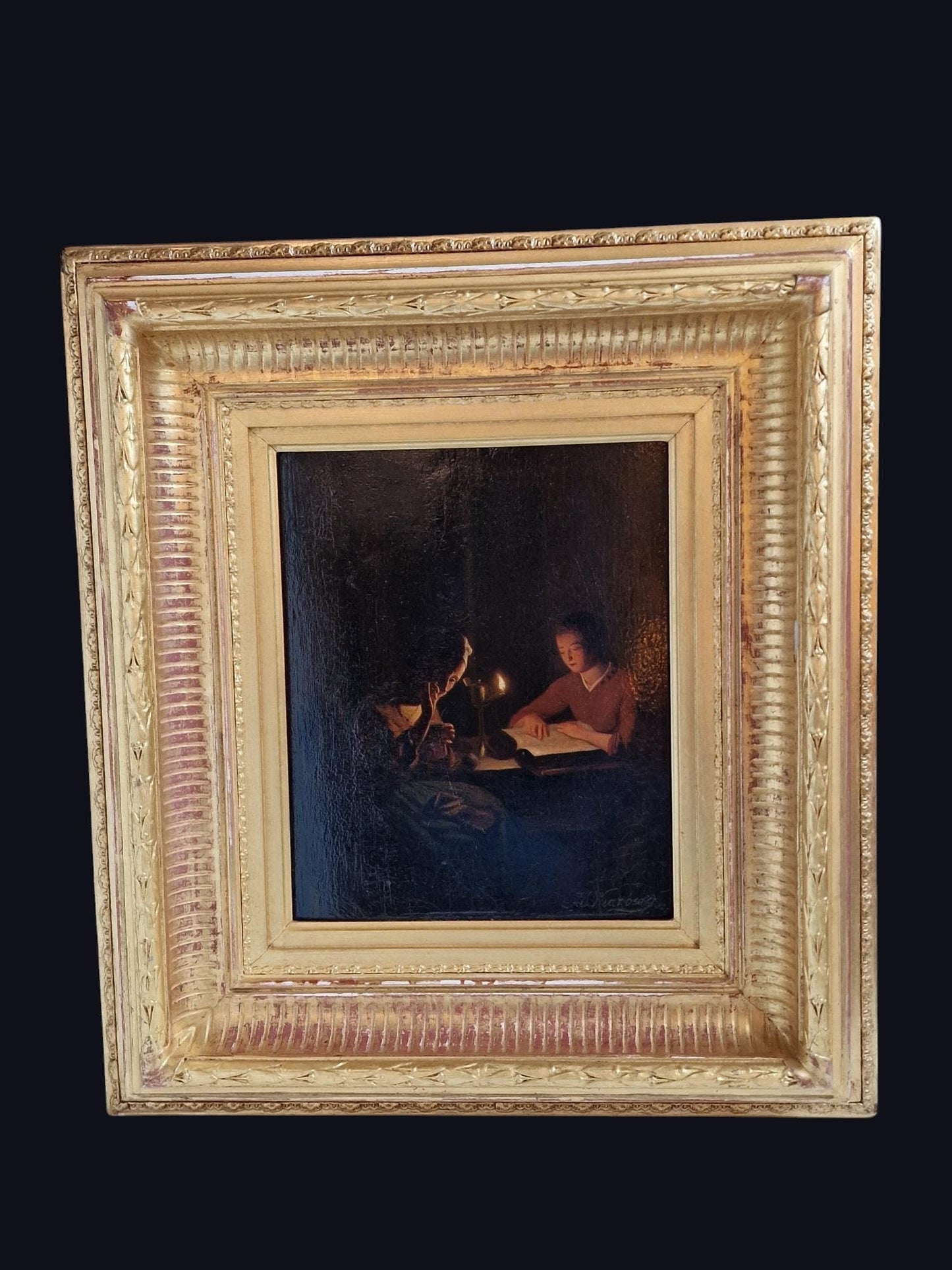 Joannes Christoffel Vaarberg (1825-1871) oil painting, framed dutch master of the 'nightpainters',  19th century