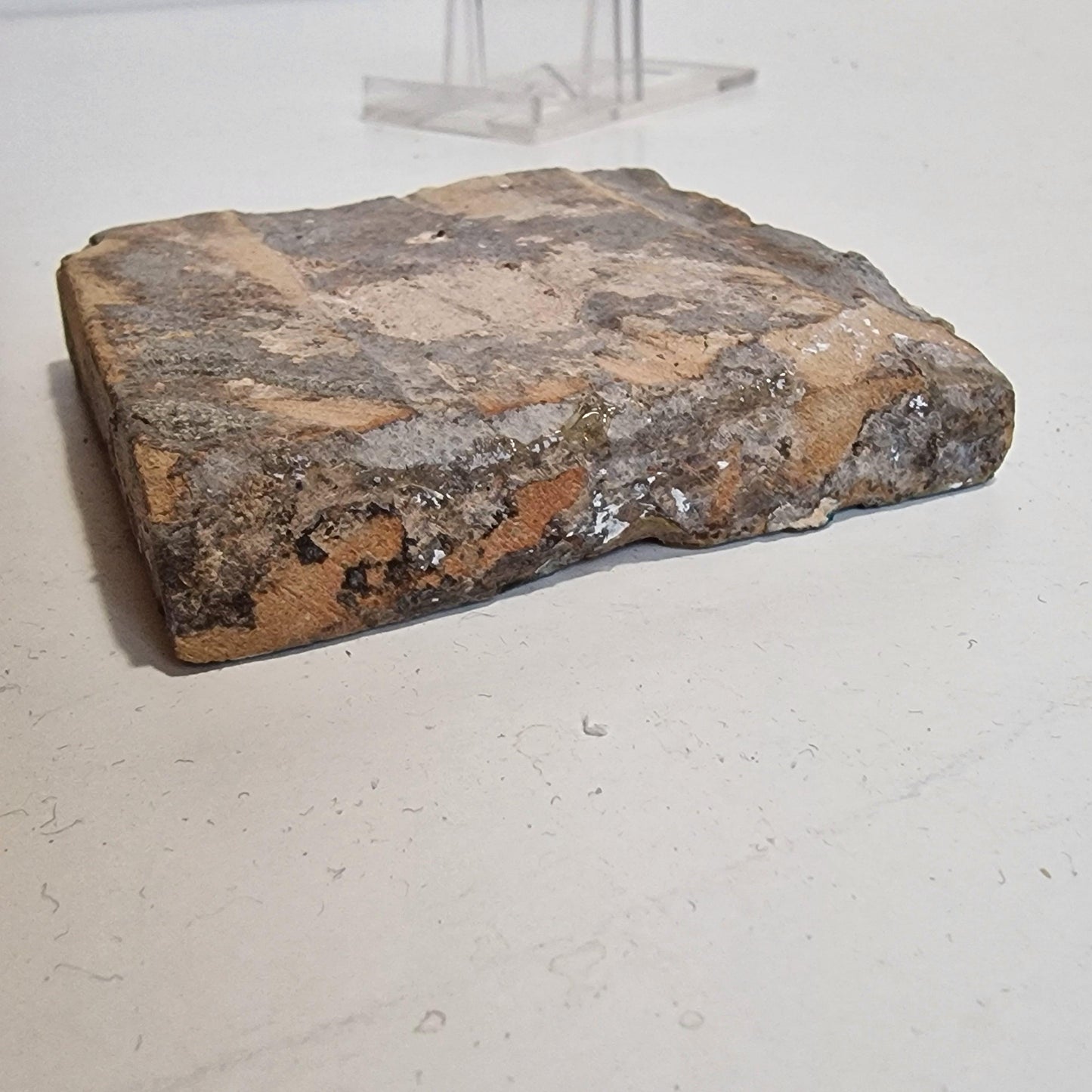 antieke polychrome kleinformaat cirkeltegel, 7 x 7 cm klein dik oud antique spanish mediterranian tile