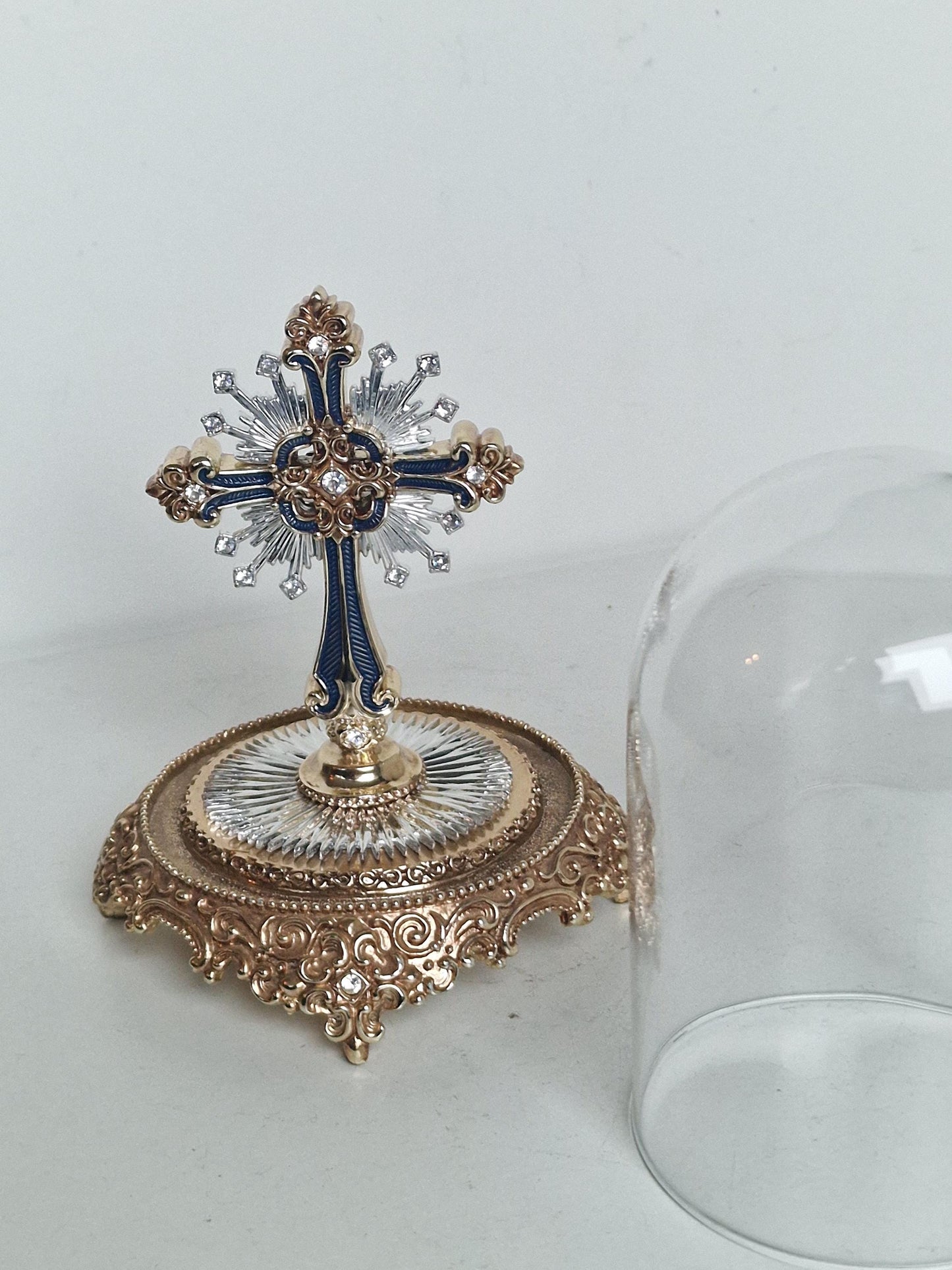 Star of Hope Jeweled Cross in dome by House of Fratelli Coppini; Franklin Mint lim ed; tesori, hand painted, goldgilt, swarovski crystals.