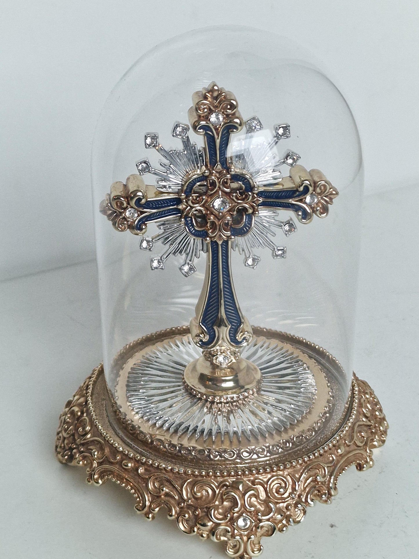 Star of Hope Jeweled Cross in dome by House of Fratelli Coppini; Franklin Mint lim ed; tesori, hand painted, goldgilt, swarovski crystals.