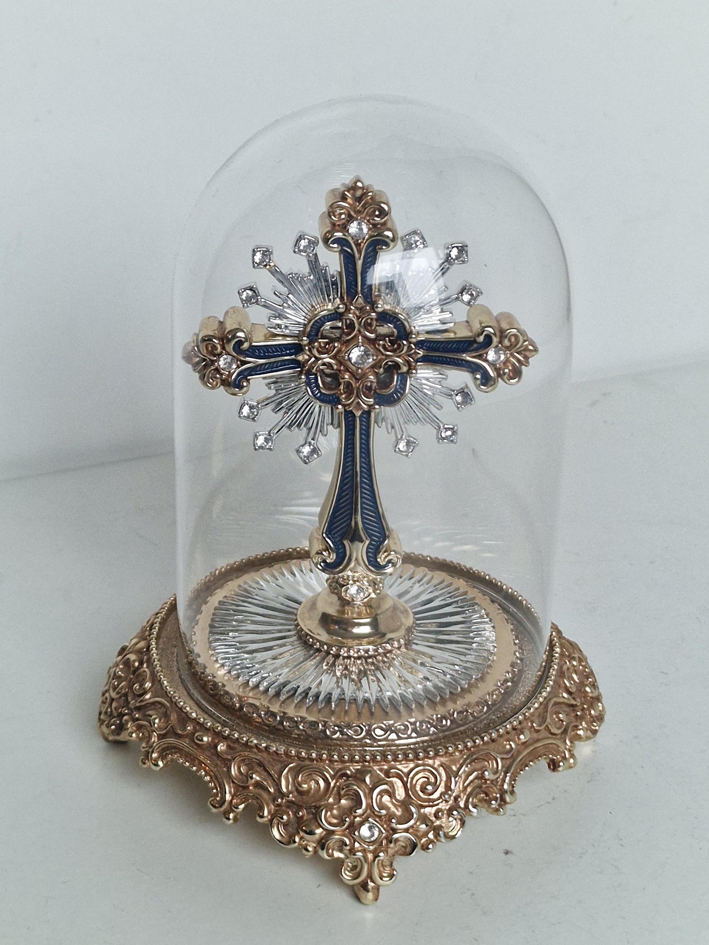 Star of Hope Jeweled Cross in dome by House of Fratelli Coppini; Franklin Mint lim ed; tesori, hand painted, goldgilt, swarovski crystals.