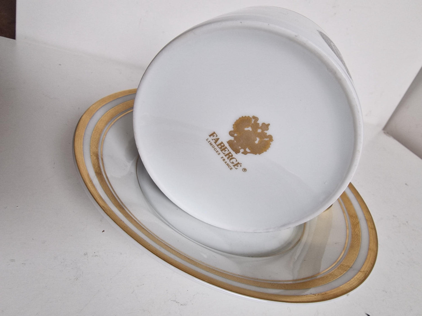 Faberge, mint xl  porcelain Gilt Cup and Saucer: Fabergé Imperial Limoges, 300 ml