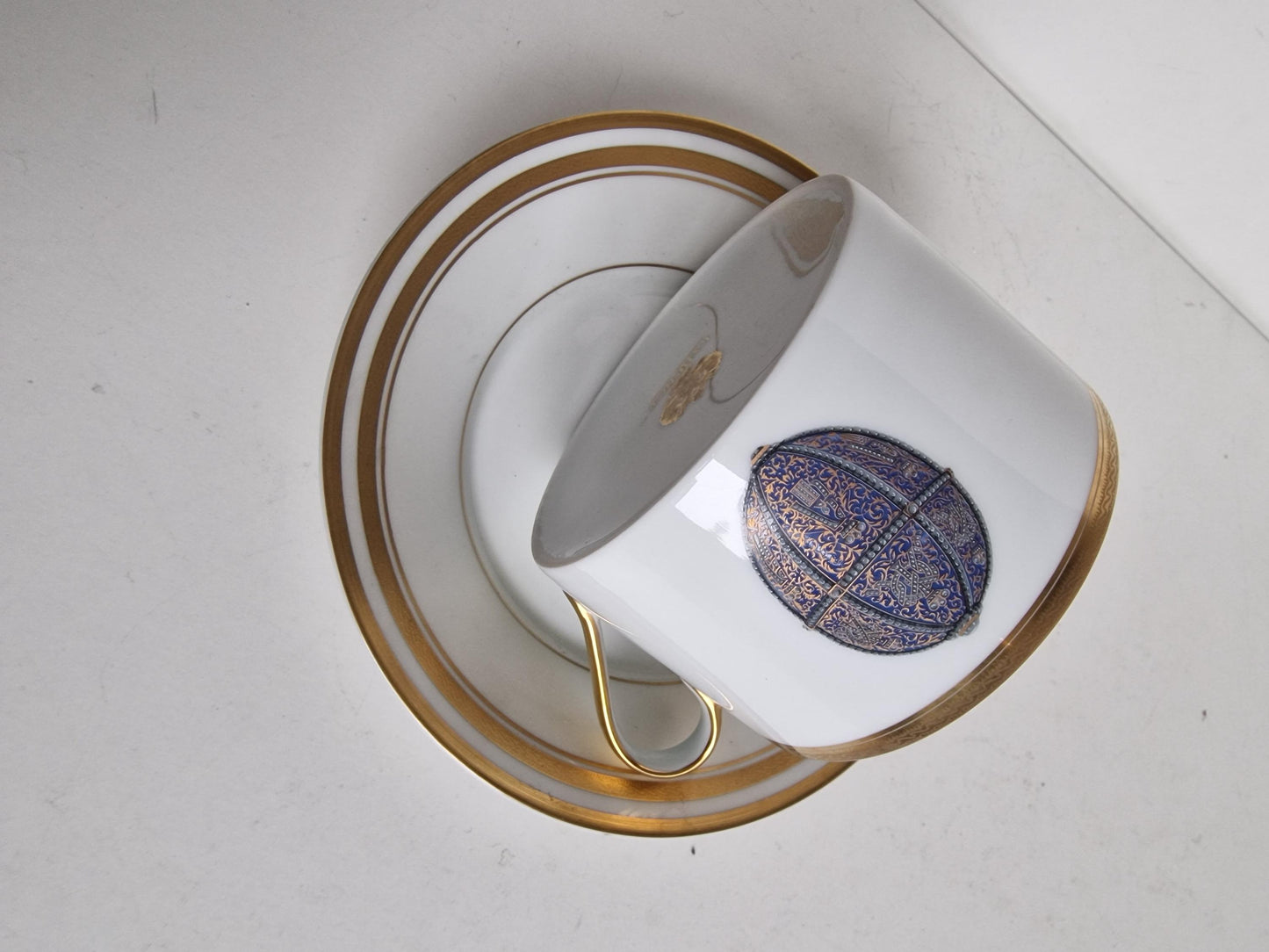 Faberge, mint xl  porcelain Gilt Cup and Saucer: Fabergé Imperial Limoges, 300 ml