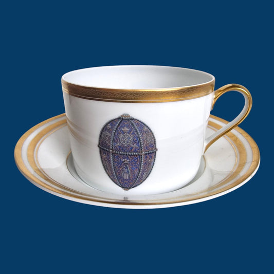 Faberge, mint xl  porcelain Gilt Cup and Saucer: Fabergé Imperial Limoges, 300 ml