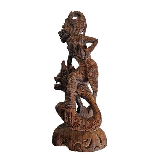 Old Indonesian Carving of Vishnu Riding Garuda, handcarved Java indonesia, good used condition