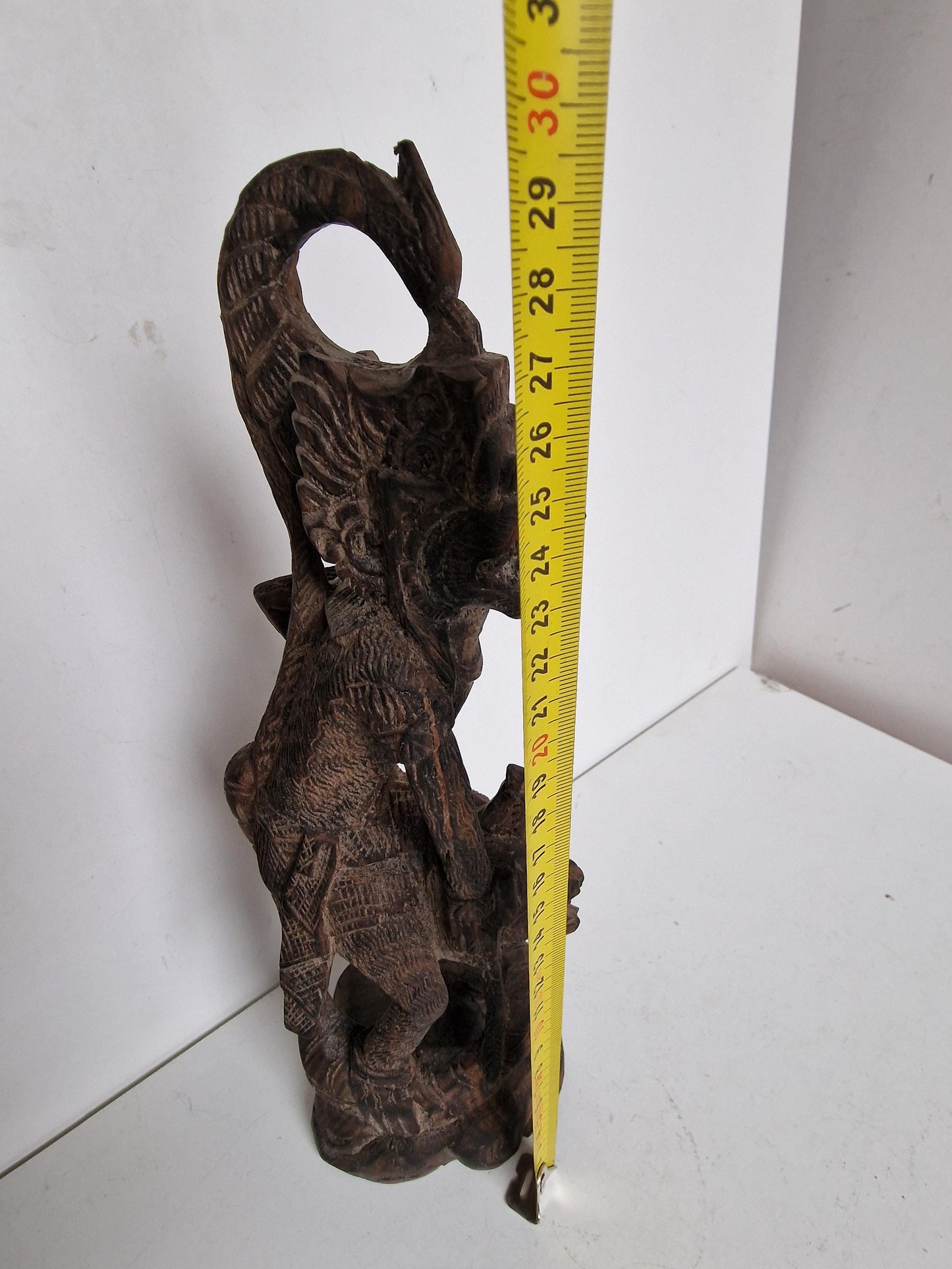 Old Indonesian Carving of Vishnu Riding Garuda, handcarved Java indonesia, good used condition