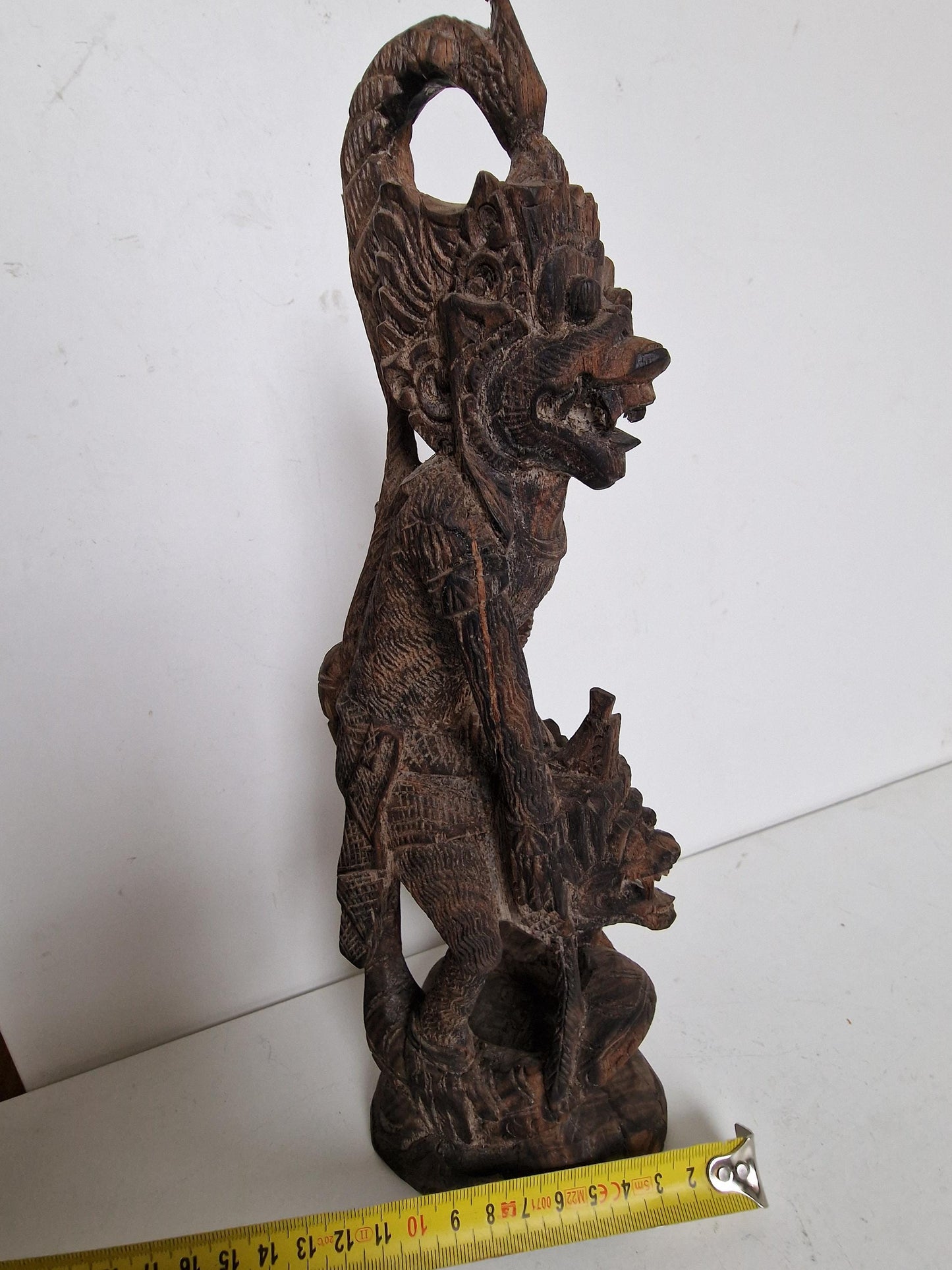 Old Indonesian Carving of Vishnu Riding Garuda, handcarved Java indonesia, good used condition