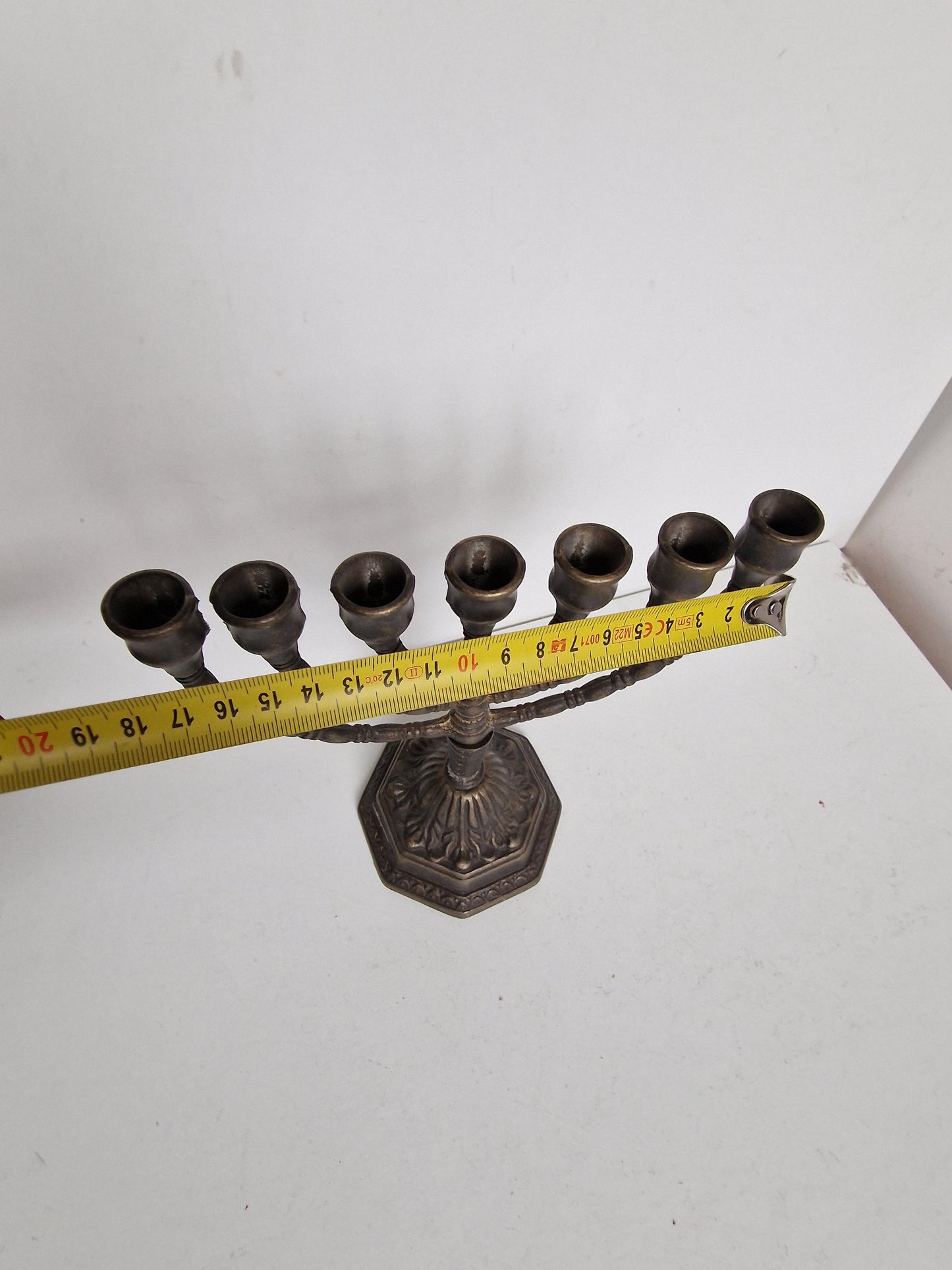Antique Brass Hanukkah Menorah – Art Nouveau Jewish Candlestick