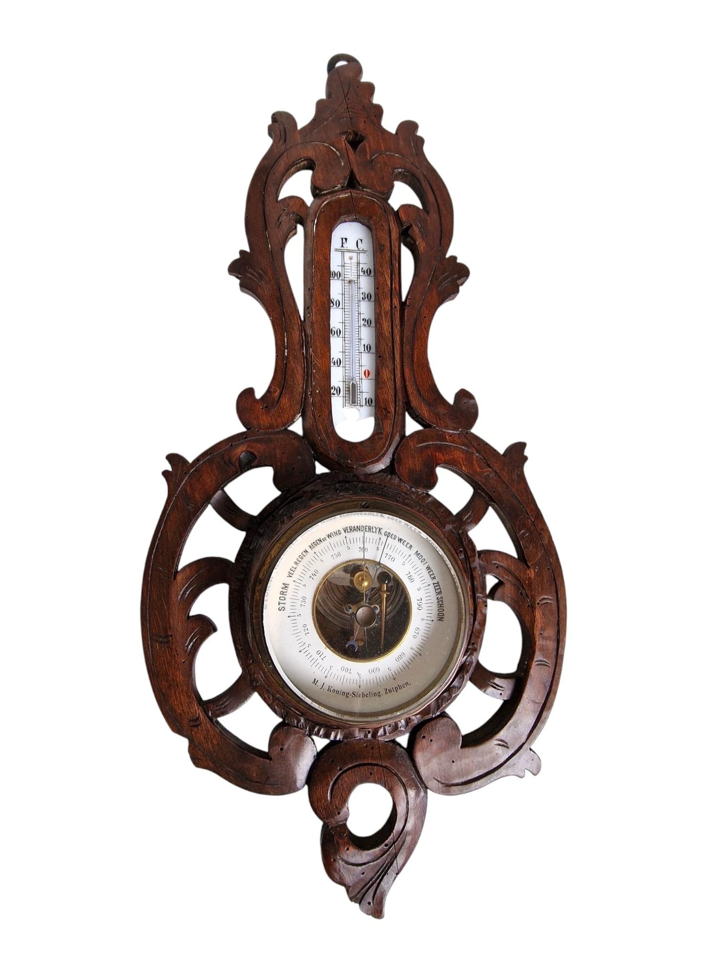 Art Nouveau Holosteric Barometer, Signed Antique Dutch Weather Station, koning-siebeling, zutphen, the netherlands