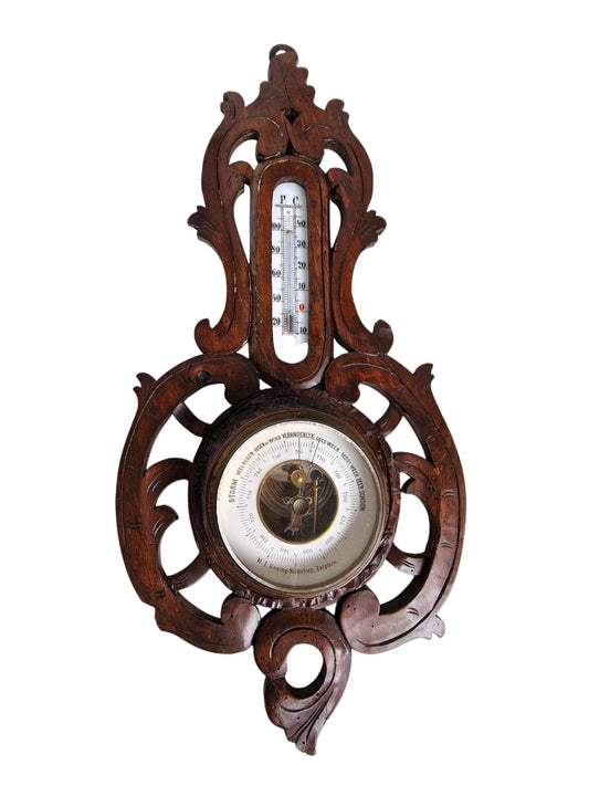 Art Nouveau Holosteric Barometer, Signed Antique Dutch Weather Station, koning-siebeling, zutphen, the netherlands