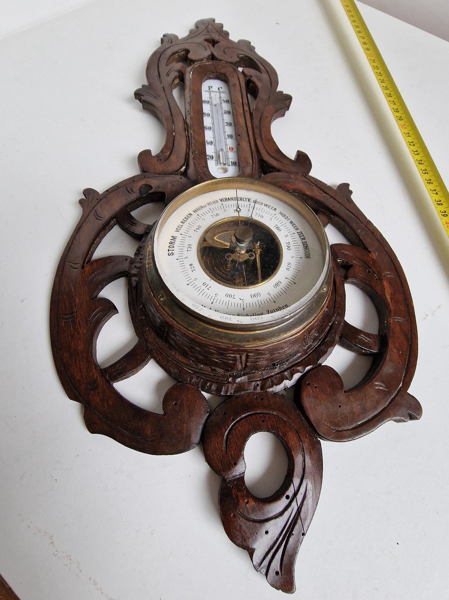Art Nouveau Holosteric Barometer, Signed Antique Dutch Weather Station, koning-siebeling, zutphen, the netherlands