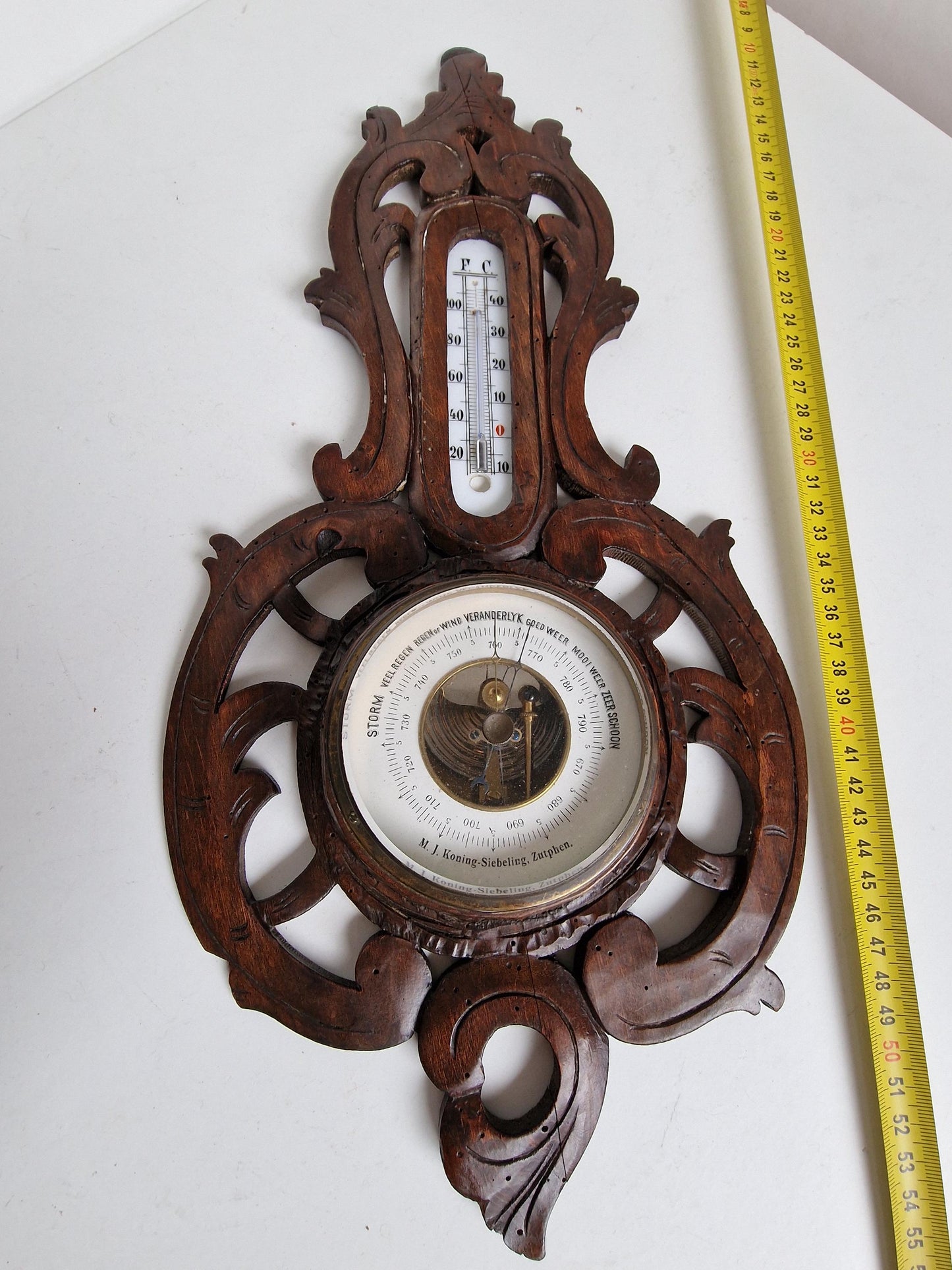Art Nouveau Holosteric Barometer, Signed Antique Dutch Weather Station, koning-siebeling, zutphen, the netherlands