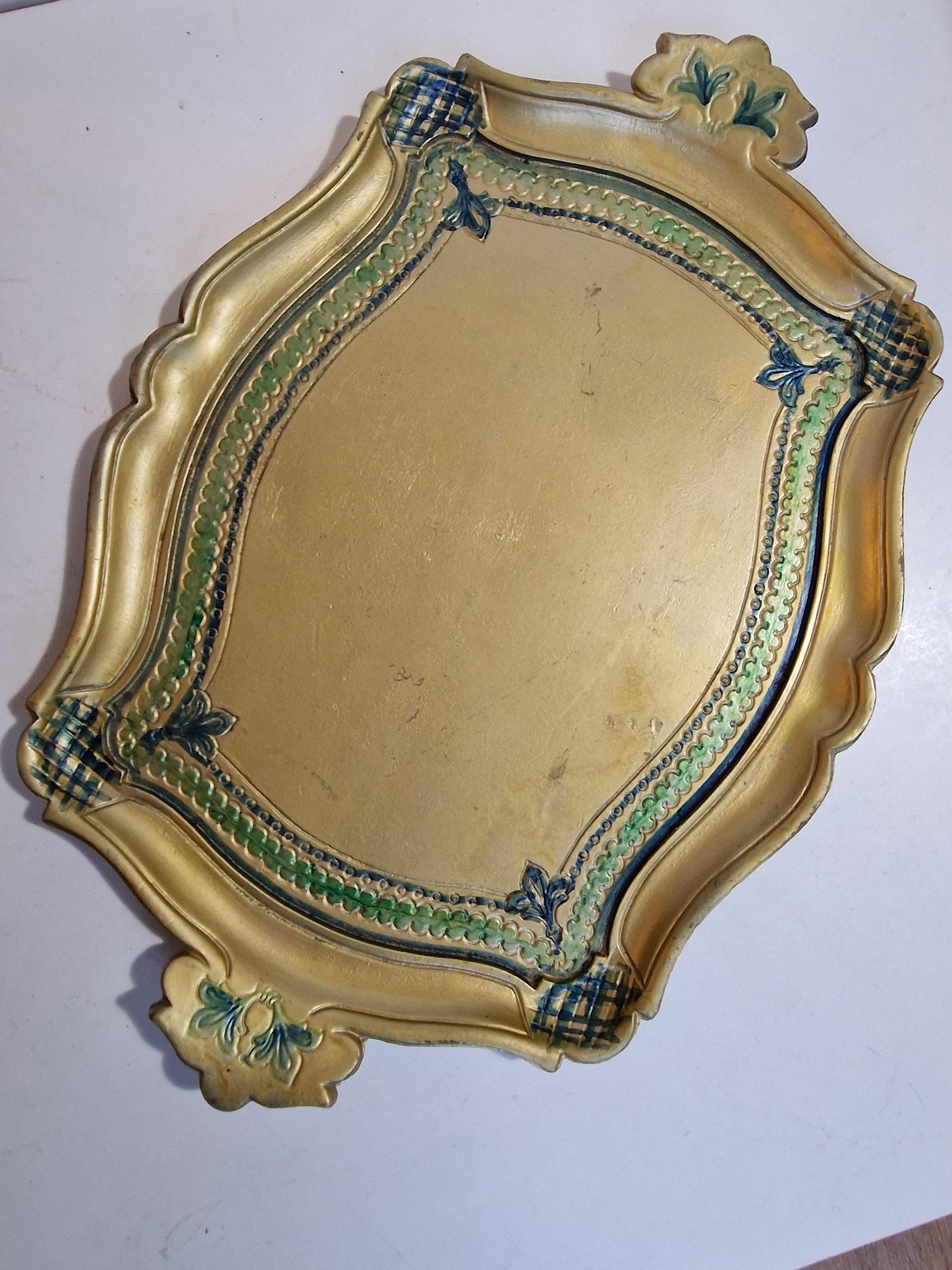 Venezian Italian Florentine Tray in Gold , 1970s Firenze, vintage