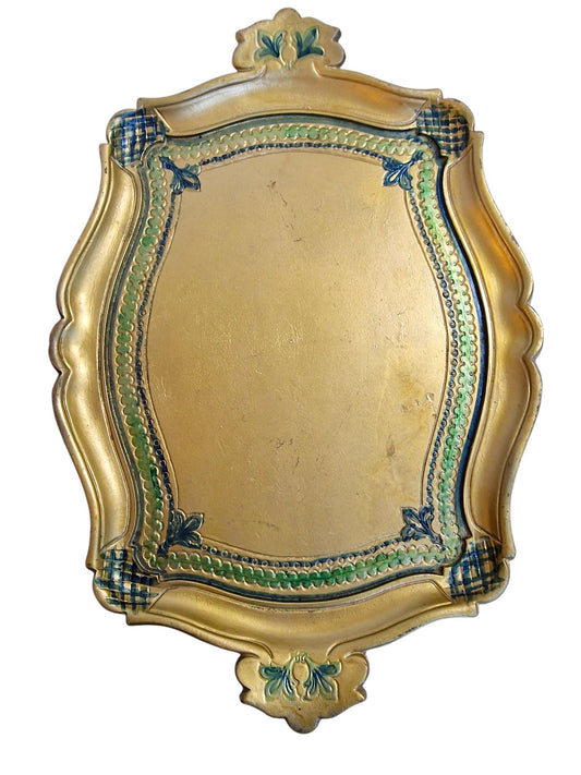 Venezian Italian Florentine Tray in Gold , 1970s Firenze, vintage