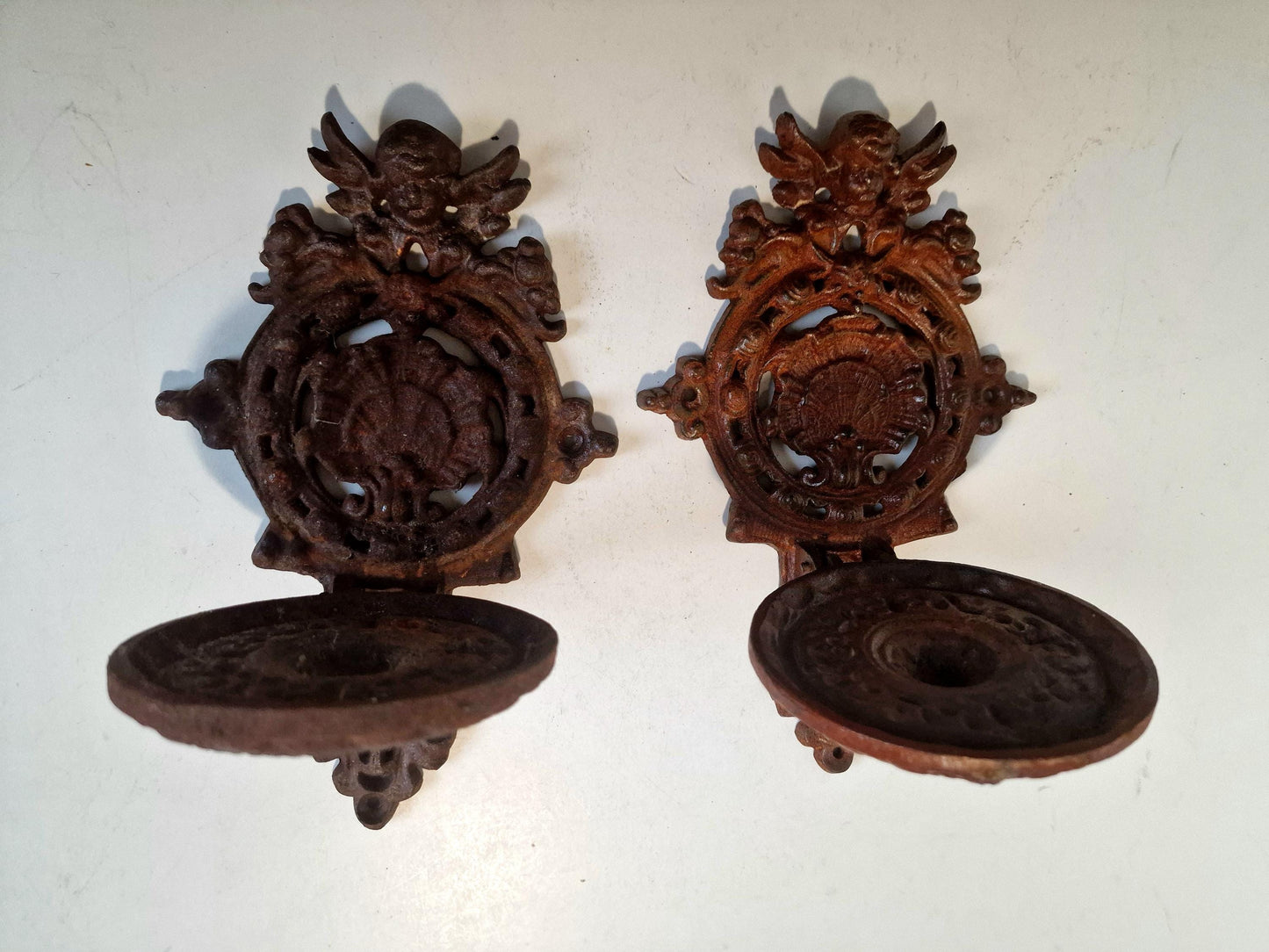 cherub antiek wall candelabras wall candle holder angel old antique pair