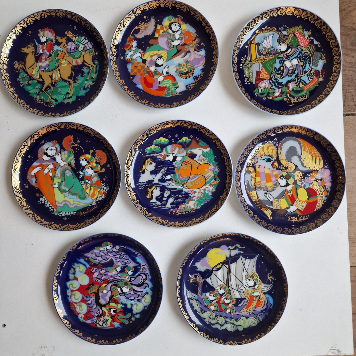 Bjørn Wiinblad Wallplates Rosenthal Gold Plated Porcelain Plate - Sindbad the Sailor