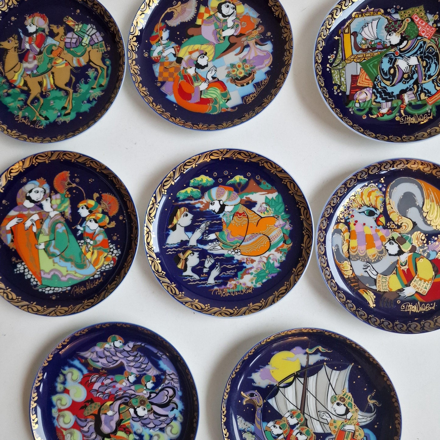 Bjørn Wiinblad Wallplates Rosenthal Gold Plated Porcelain Plate - Sindbad the Sailor