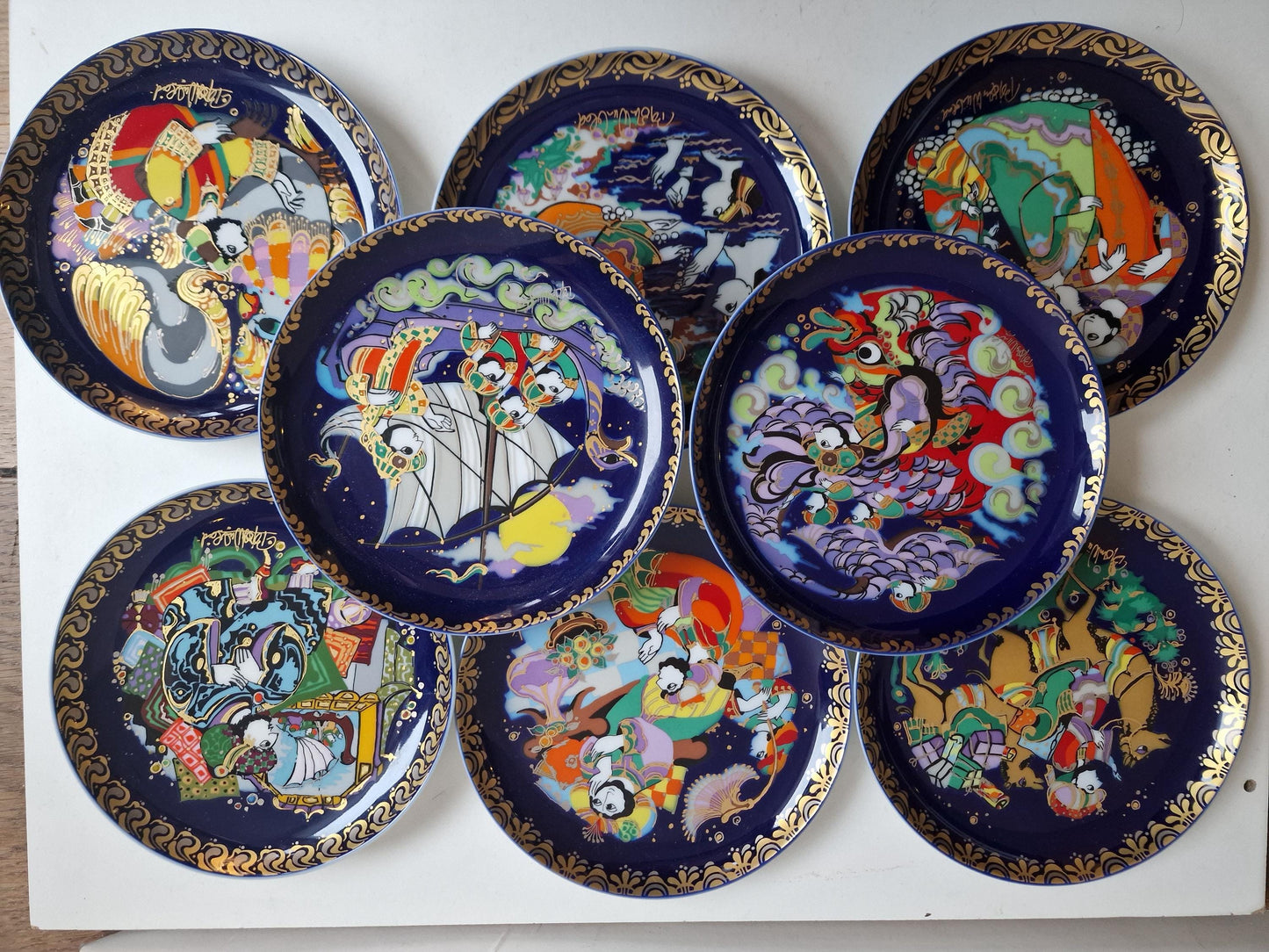 Bjørn Wiinblad Wallplates Rosenthal Gold Plated Porcelain Plate - Sindbad the Sailor