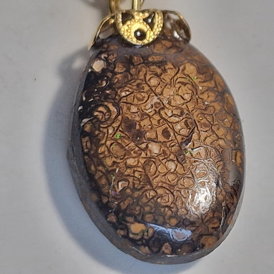Australian Boulder Opal Pendant on Metal Chain