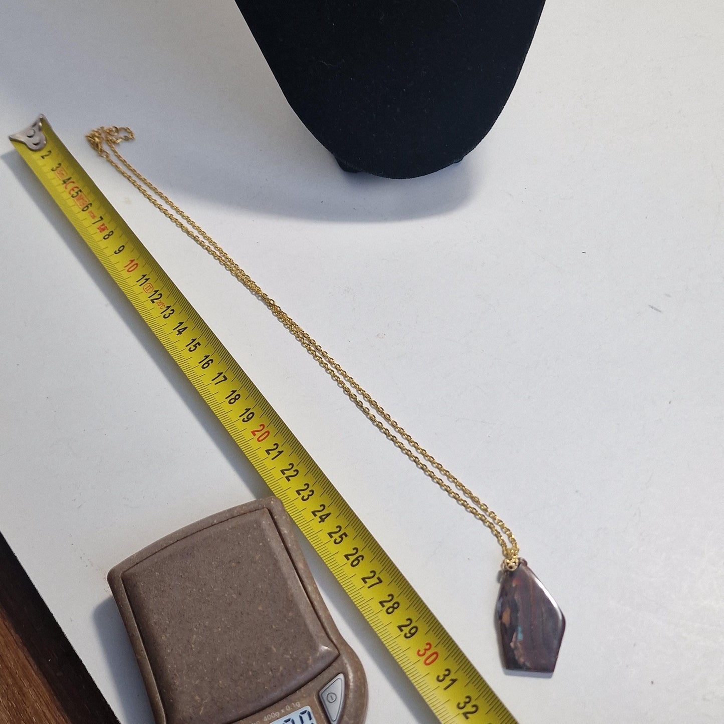 Australian Boulder Opal Pendant, Metal Chain Necklace