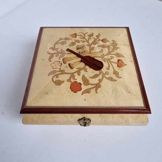 Vintage Swiss Reuge Music Box, Lacquered Wood Jewelry Box, 'Raindrops Keep Falling'