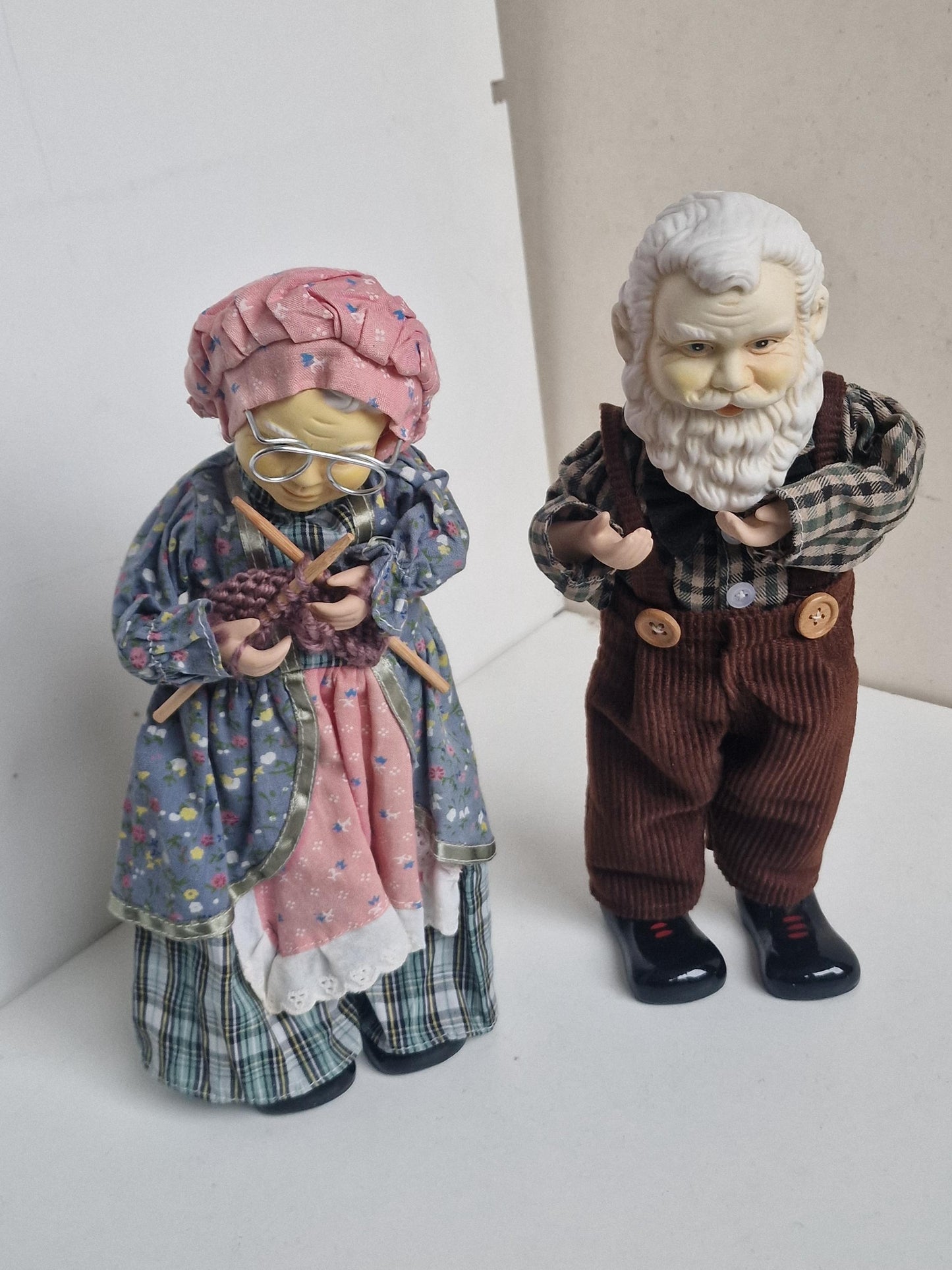Vintage German Musical Porcelain Dolls, Erzgebirge Moving Gnomes, 1960s
