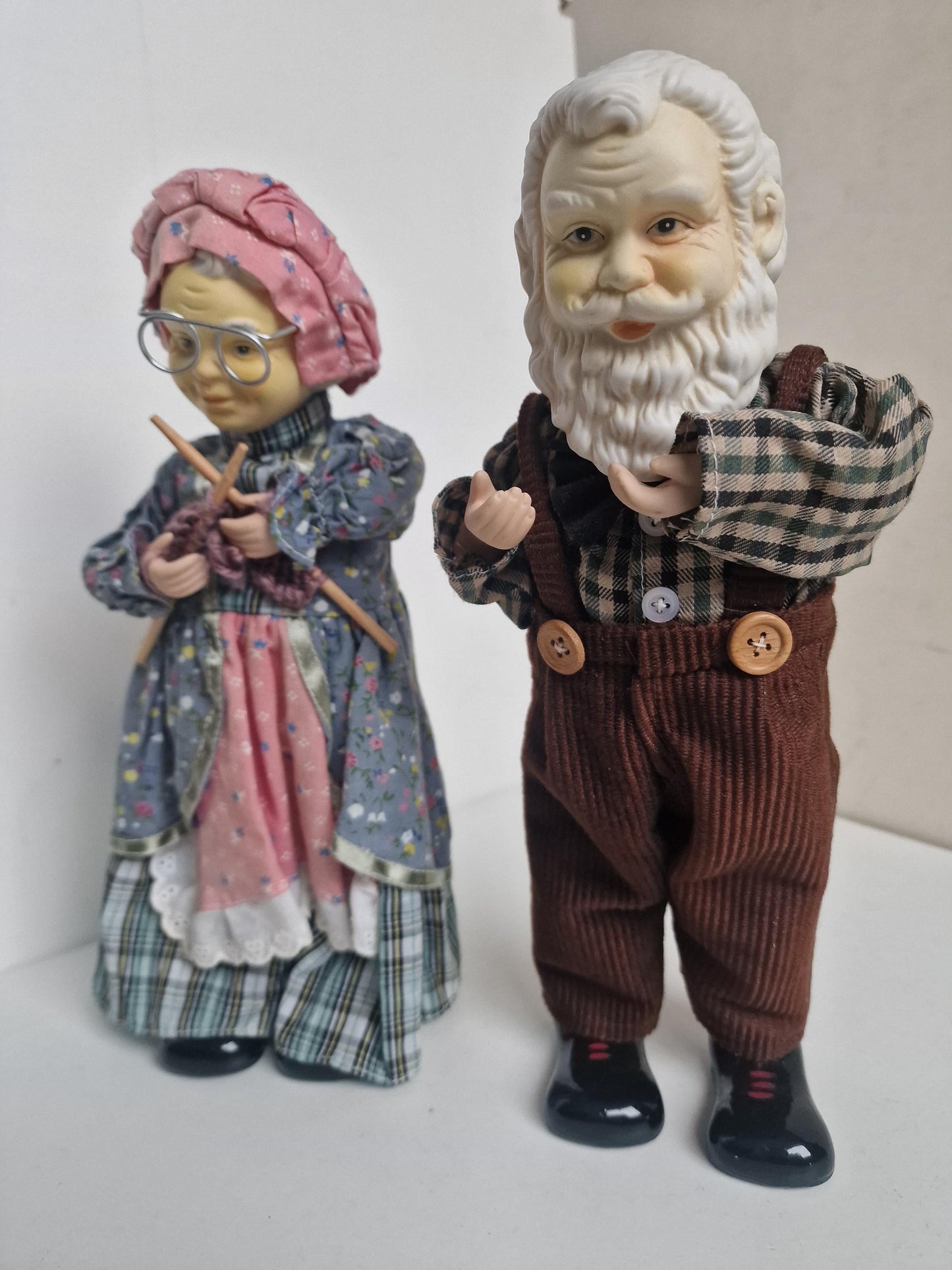 Vintage German Musical Porcelain Dolls, Erzgebirge Moving Gnomes, 1960s