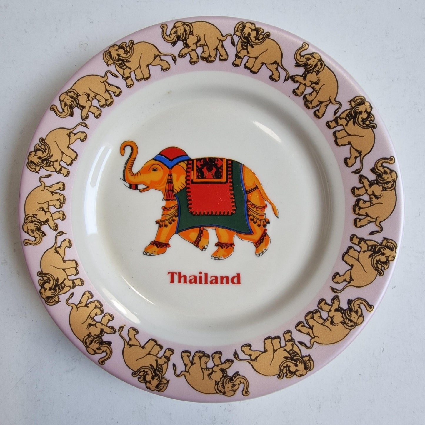 vintage midcentury tourism thailand wall plate dish elephant