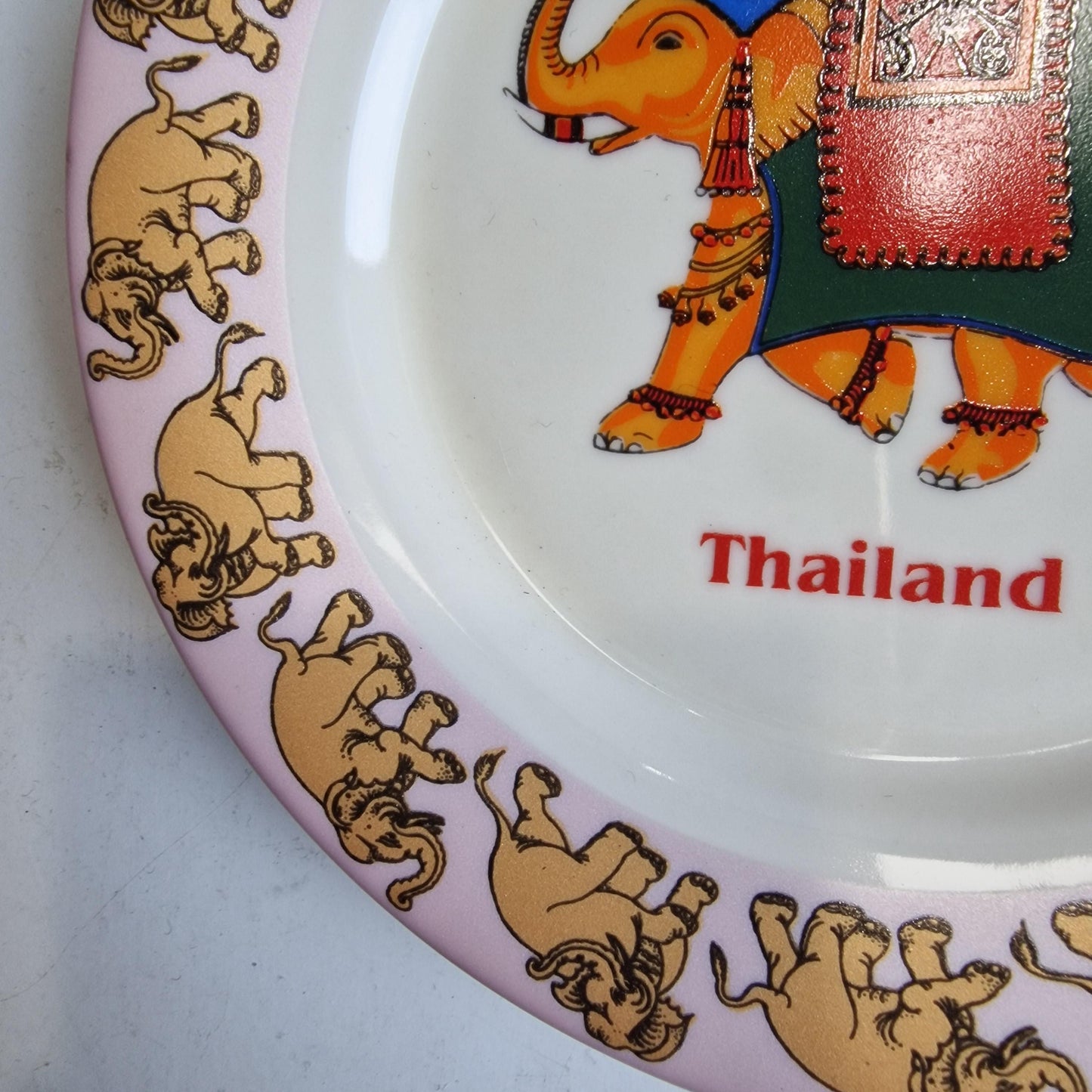 vintage midcentury tourism thailand wall plate dish elephant