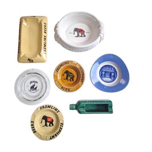 7 collectable ashtrays eu vintage retro elephant carlsberg haviland fremlins melchers