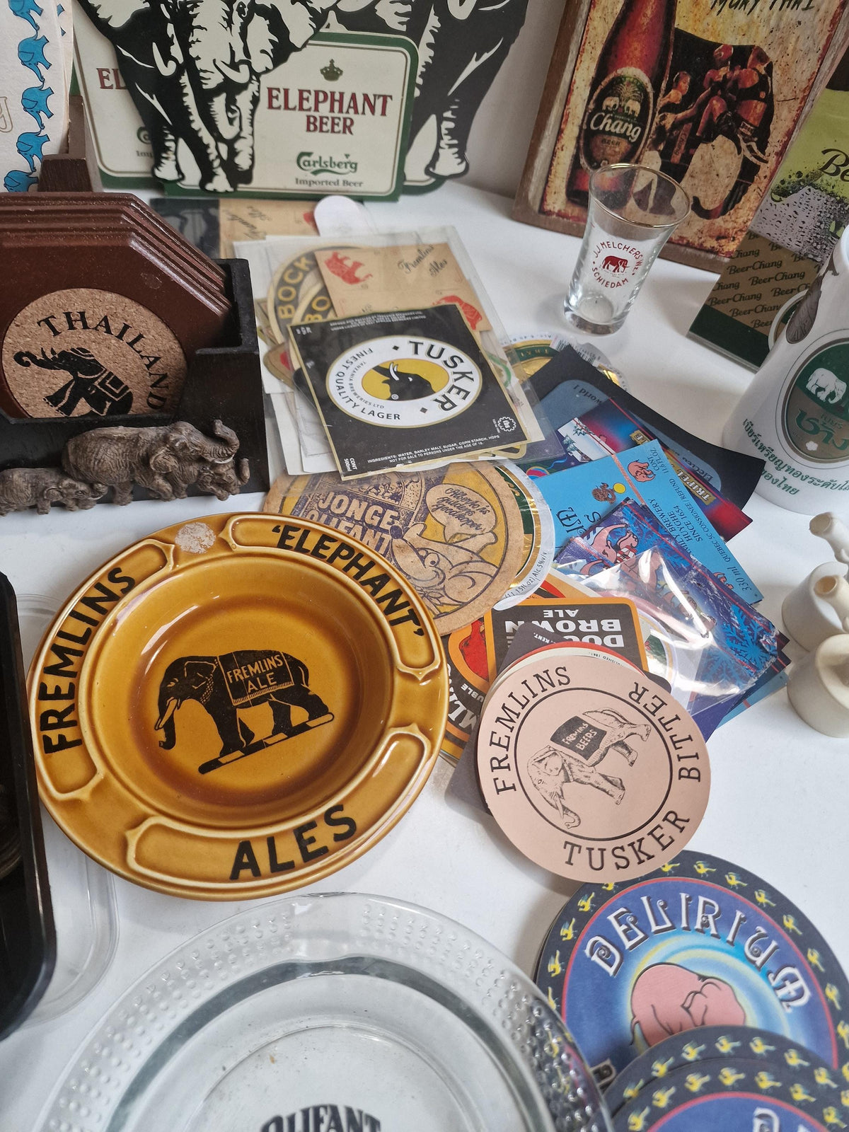Xl collection beer verzameling thai  ashtrays eu vintage retro elephant carlsberg haviland fremlins