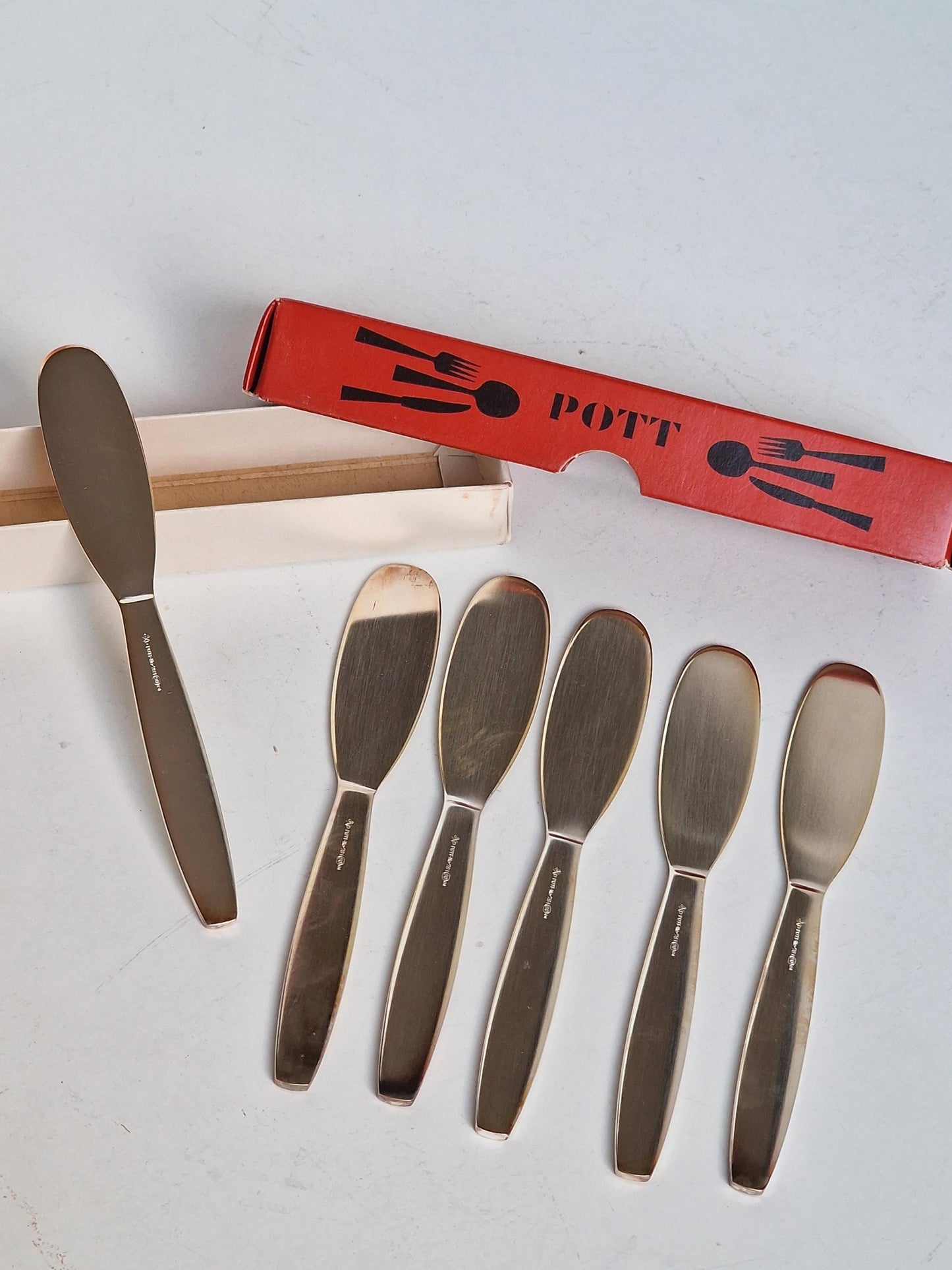 Carl Hugo Pott Solingen Silver Butter Knives, Germany, Set of 6