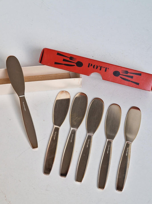 Carl Hugo Pott Solingen Silver Butter Knives, Germany, Set of 6