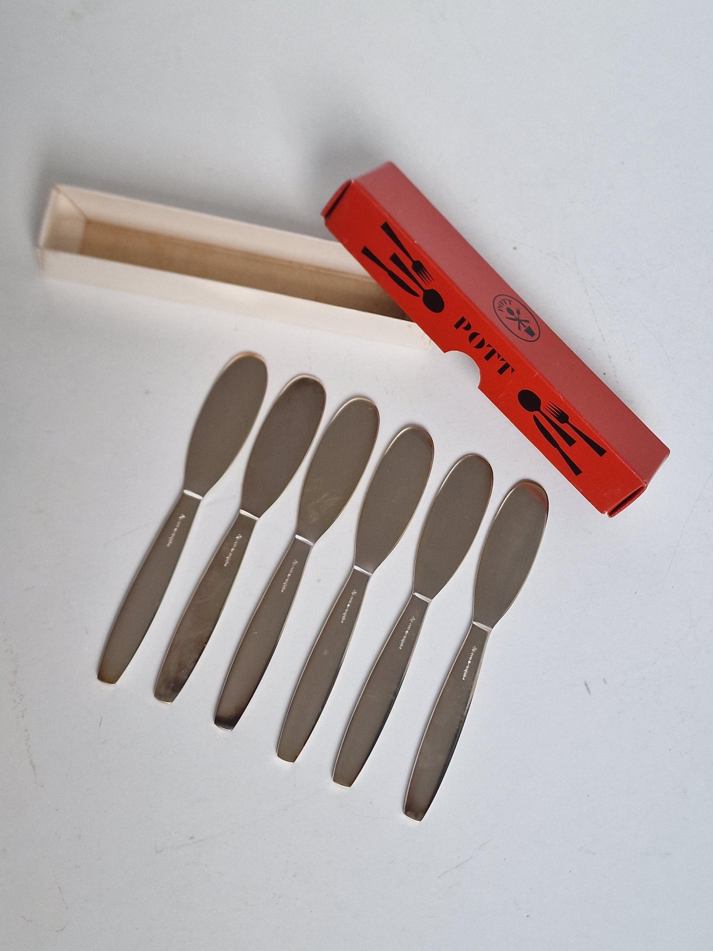 Carl Hugo Pott Solingen Silver Butter Knives, Germany, Set of 6