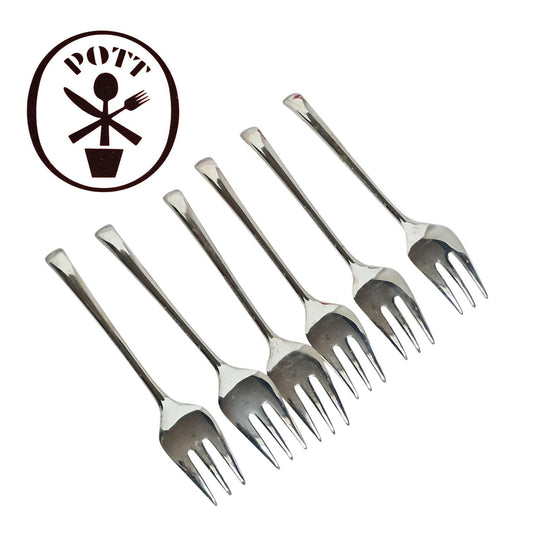 Vintage CARL HUGO POTT Silver Forks, Set of 6, German Cutlery