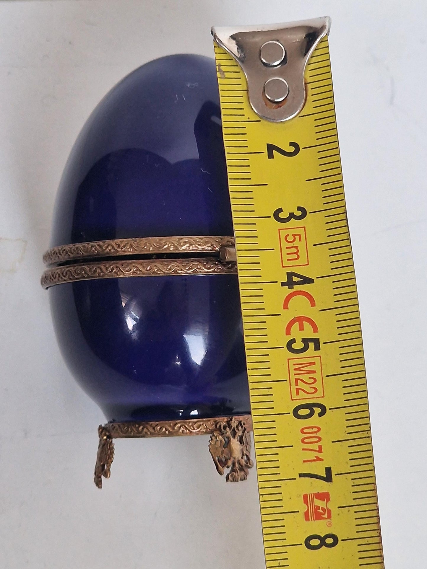 XL Fabergé Egg, Hare, Sterling Silver, 24K Gold, Limoges Porcelain