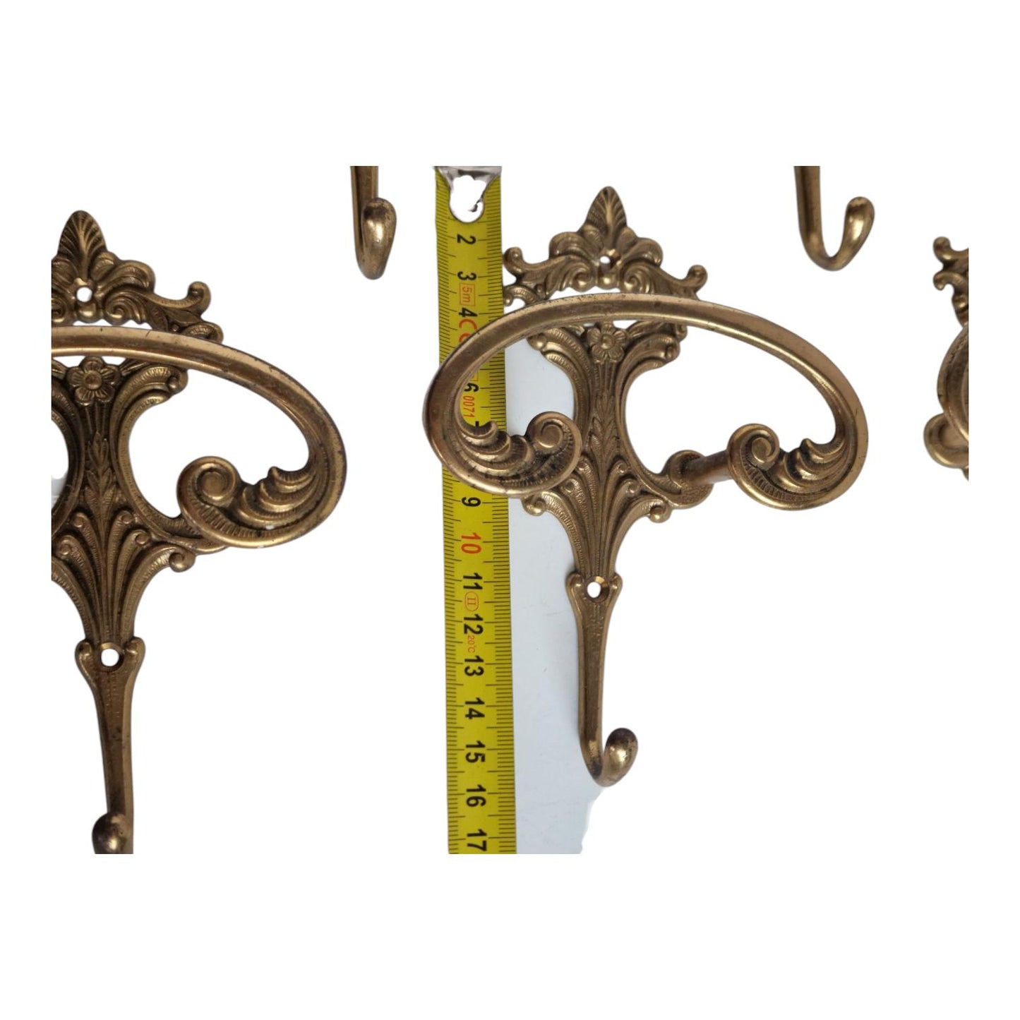 Art Nouveau Copper Coat Hooks, Antique Arts Crafts Set of 7