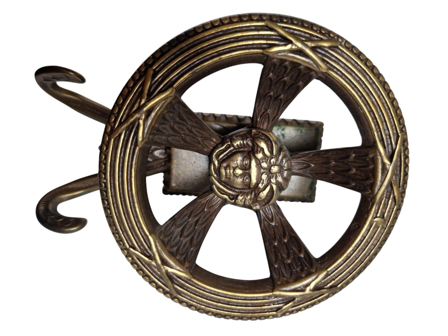 2 old italian brass midcentury medusa coathooks garderobe klassieke kapstokhaken vintage italiaanse round double