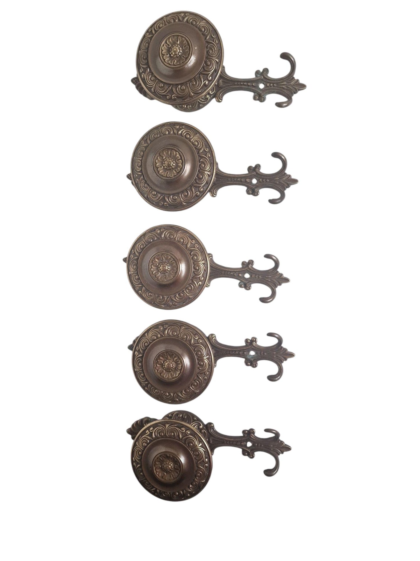 5 old italian brass coathooks garderobe klassieke kapstokhaken vintage italiaanse round double