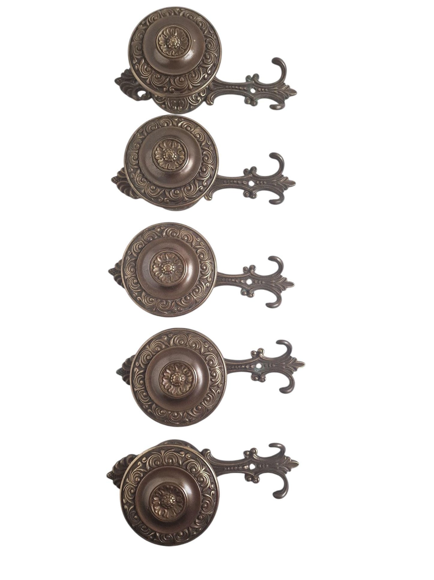 5 old italian brass coathooks garderobe klassieke kapstokhaken vintage italiaanse round double
