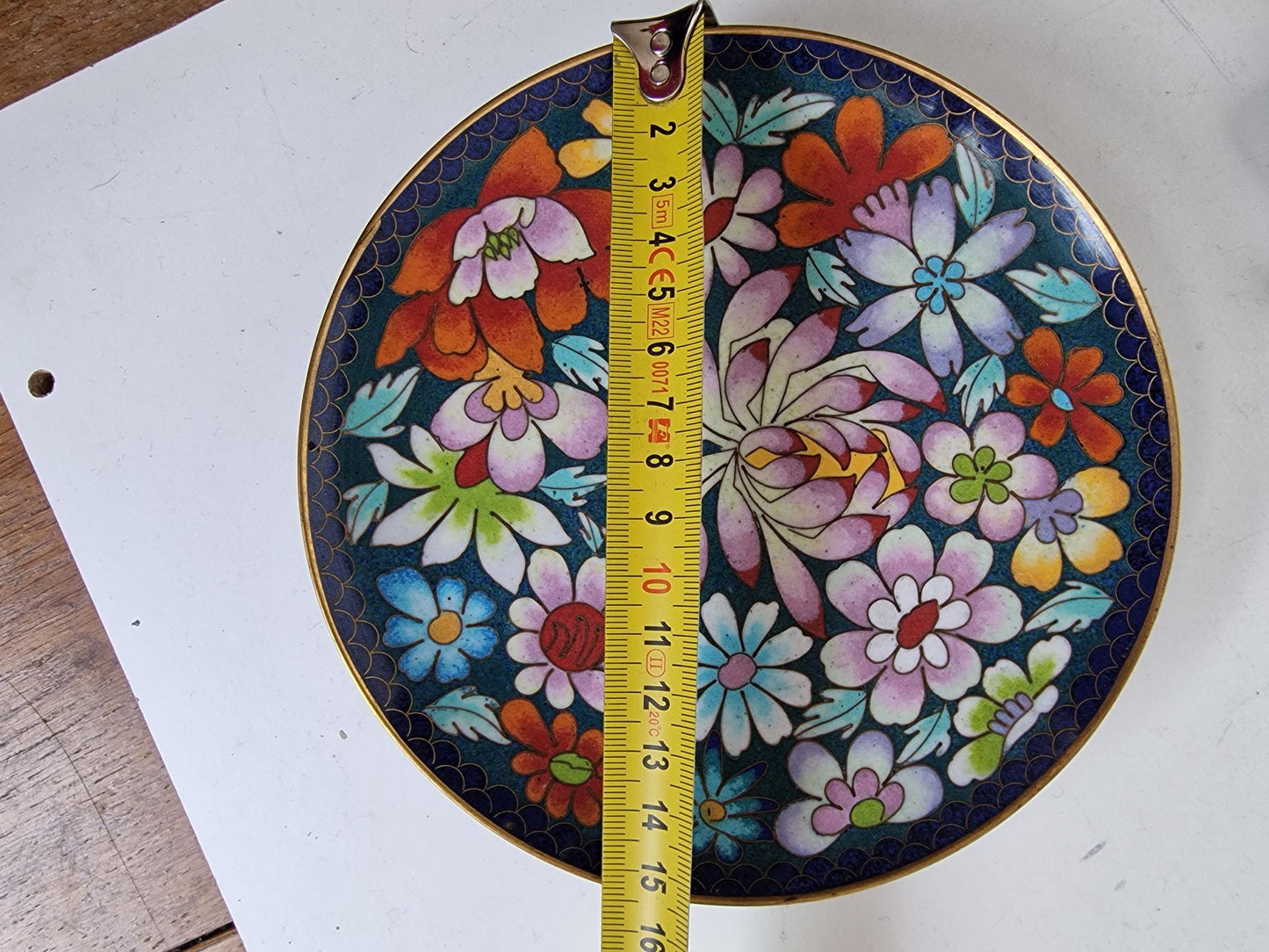 Antique Chinese Cloisonne Plate, Floral Enamel Design, Republic Era