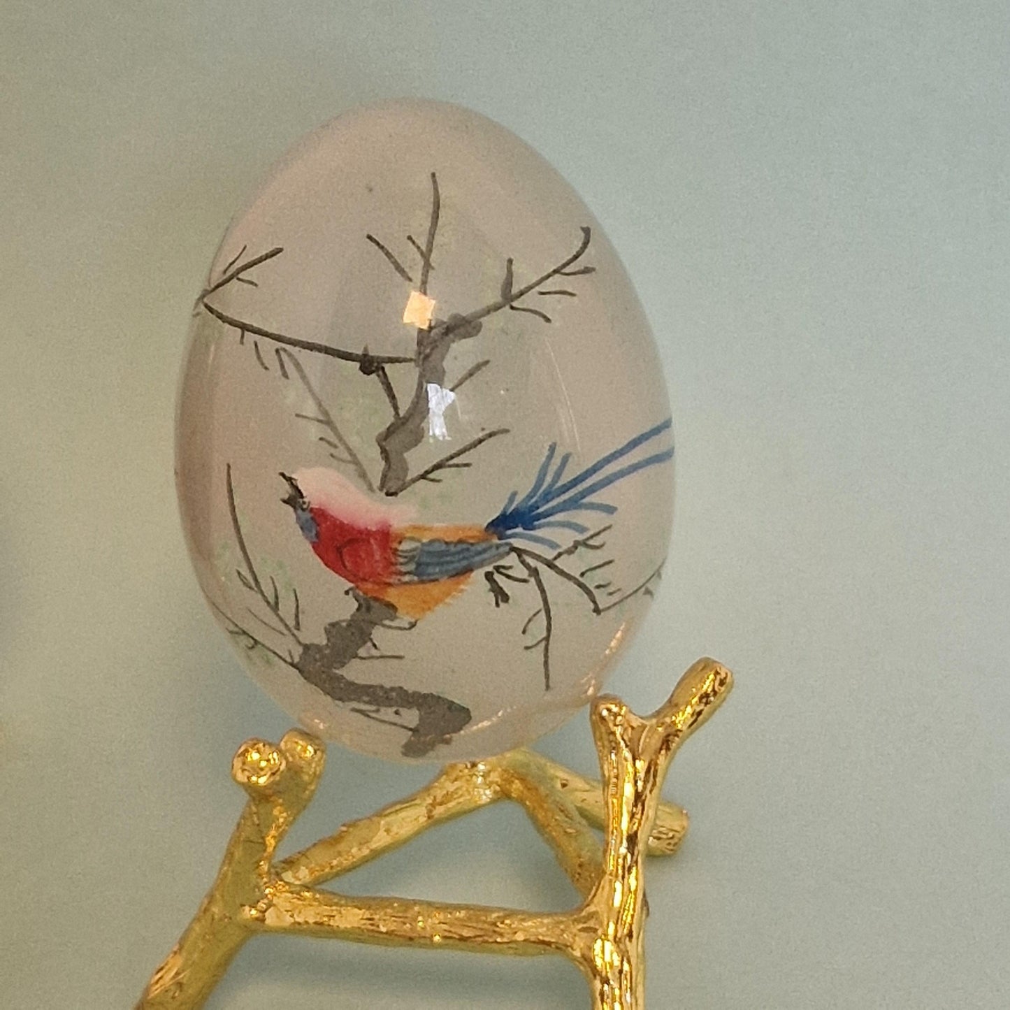 Handpainted Faberge Style Collector Eggs on Gold Gilt Stand