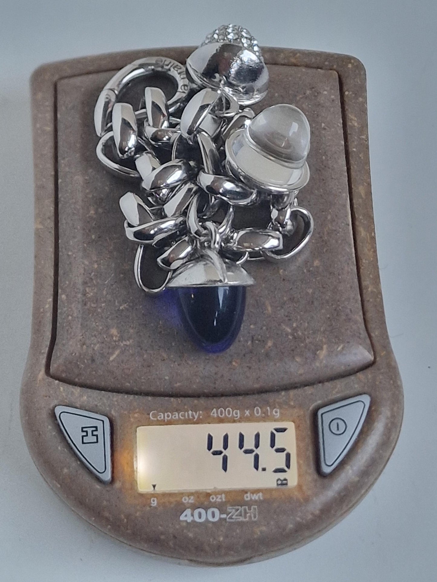 La Prairie Silverrain Charm Bracelet, Acorn Crystal Charms, Retired Edition