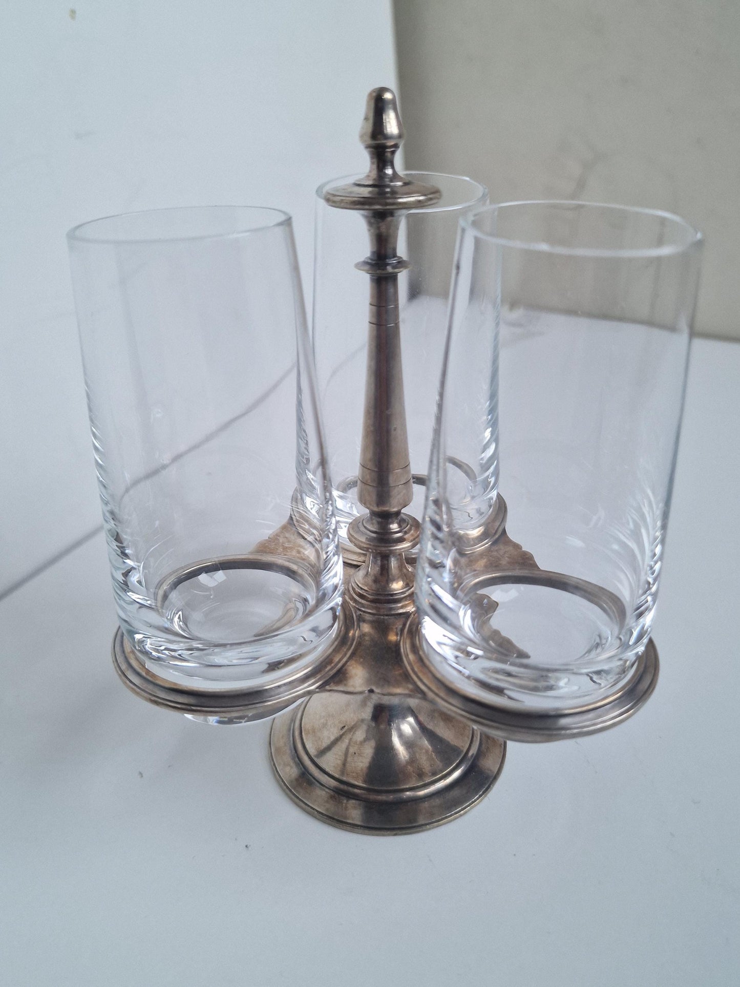 Christofle Silver Plated Shot Glass Holder, Schott Zwiesel Crystal Glasses