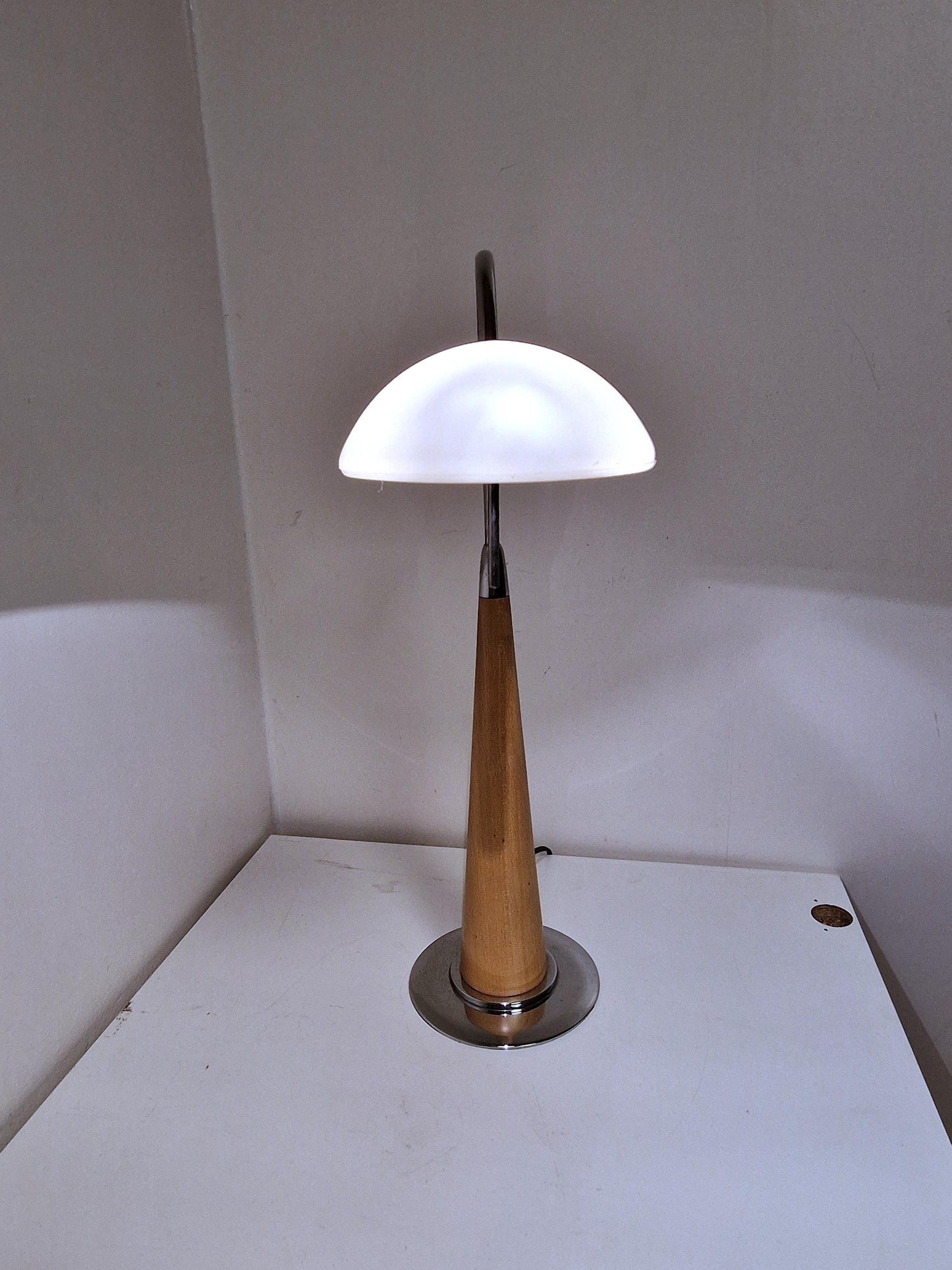 wood vintage table lamp 90's  desk lamp post modernism dutch design