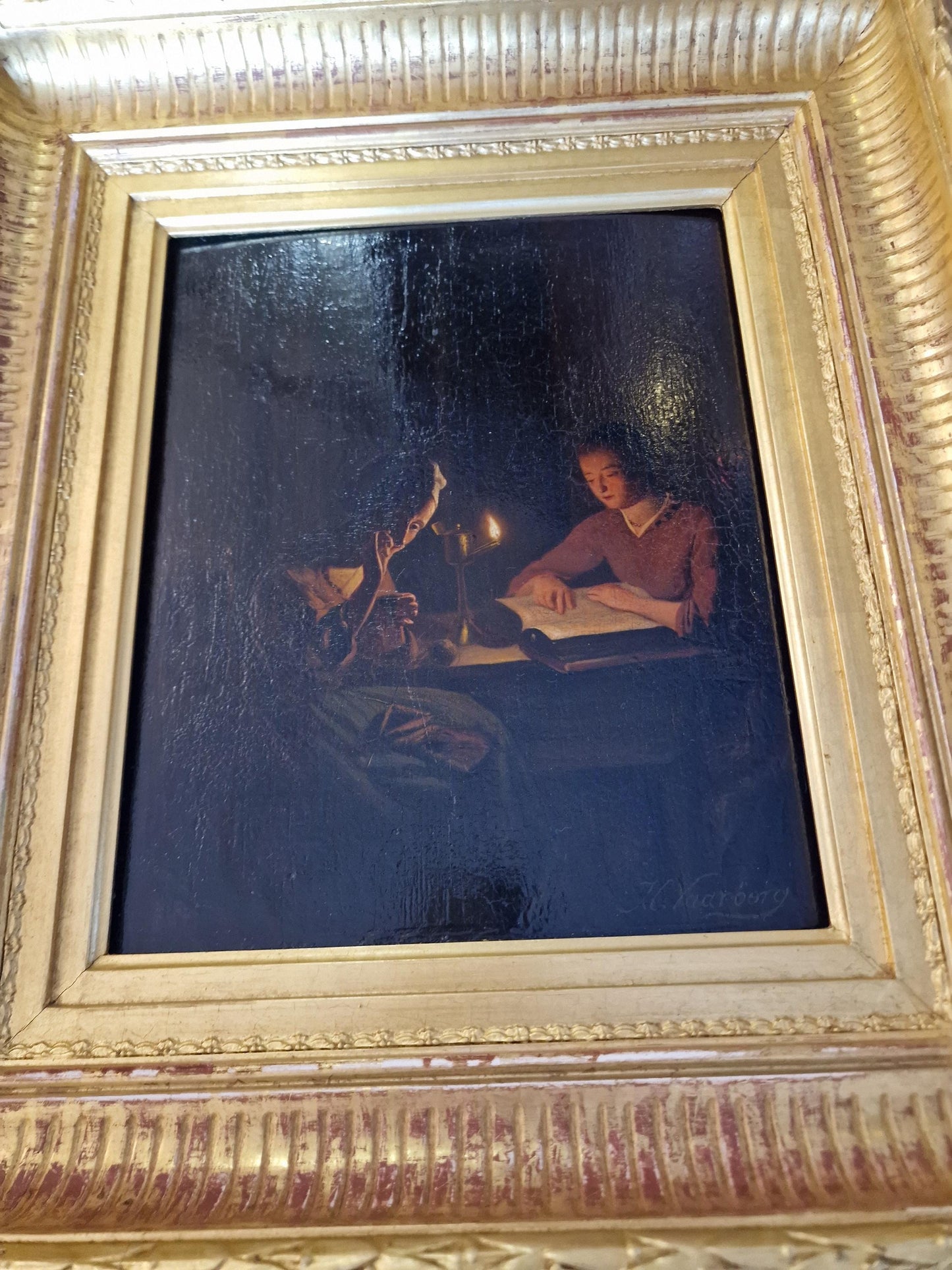 Joannes Christoffel Vaarberg (1825-1871) oil painting, framed dutch master of the 'nightpainters',  19th century
