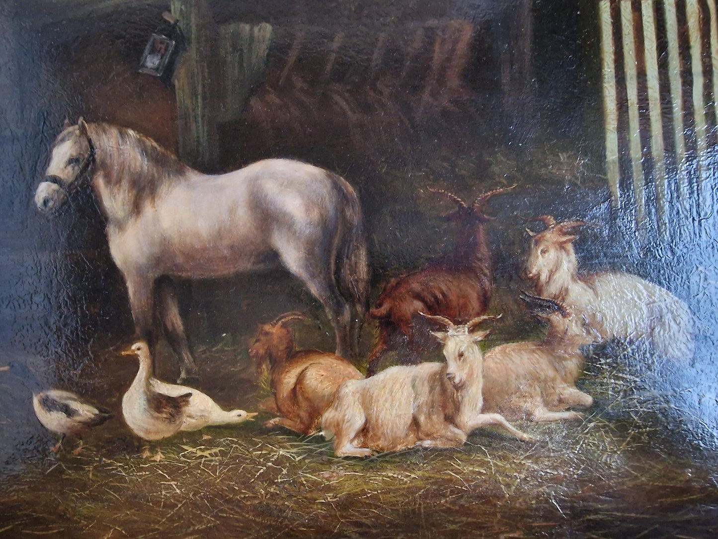 eugene remy maes 1849-1931, belgium realistic painter, horse farm classical country estate painting