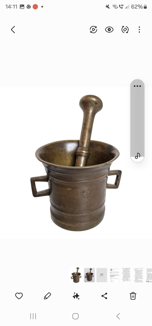 Antique Bronze Mortar and Pestle, Dutch 1500-1600